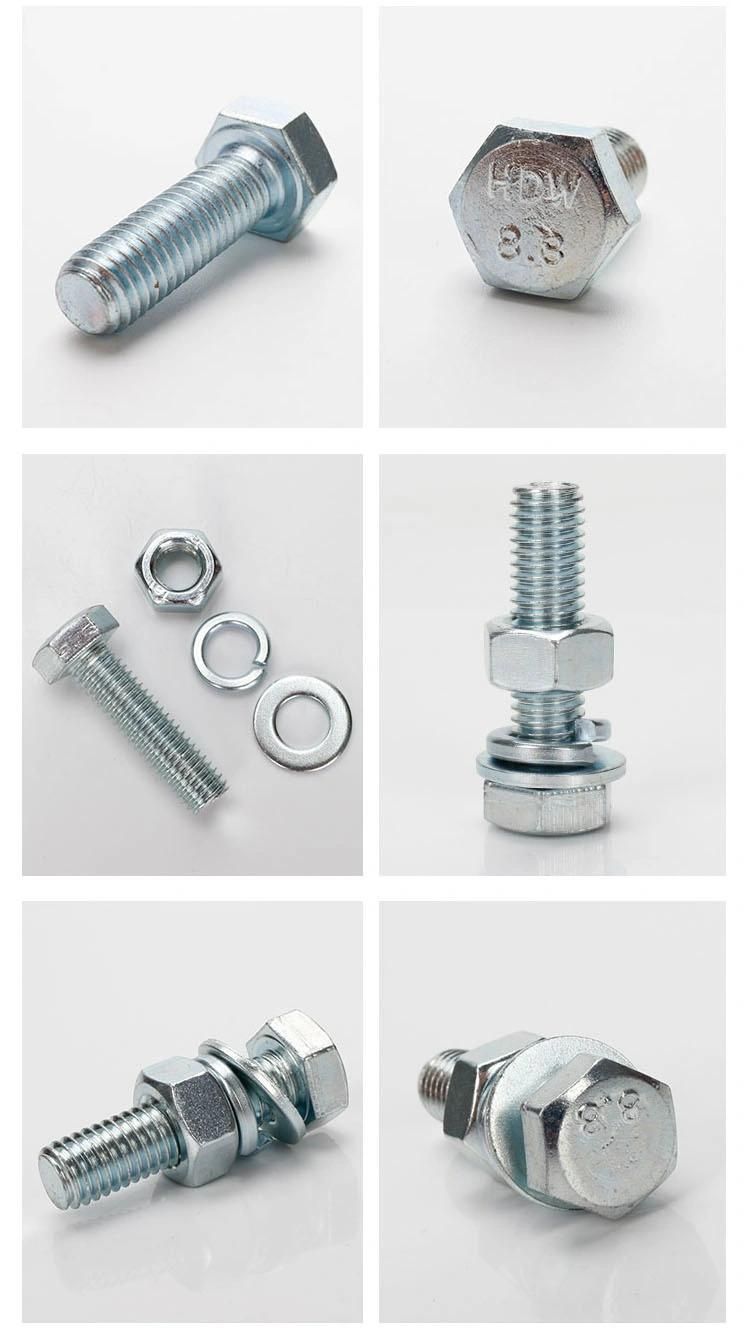 6.8 Galvanized Hex Head Bolts Blue-White Zinc Plated Hex Bolts
