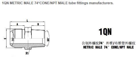 1qn Metric Male 74° Cone/NPT Male Tube Fittings Manufacturers