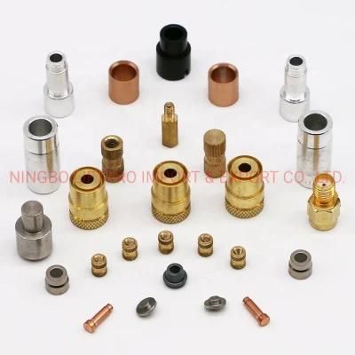 China Injection Molded M8 Brass Insert Through Thread Knurled Copper Inserts Nut