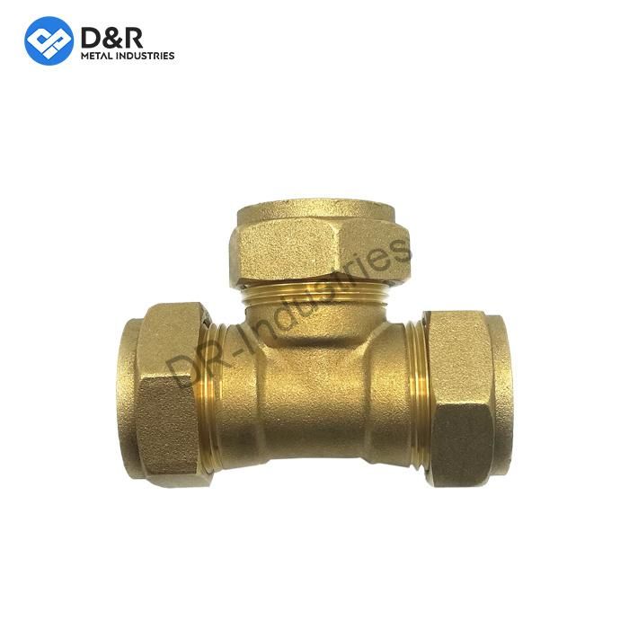 10mm X 10mm X 10mm Nickel-Plated Dzr Cw602n Brass Compression Equal Tee
