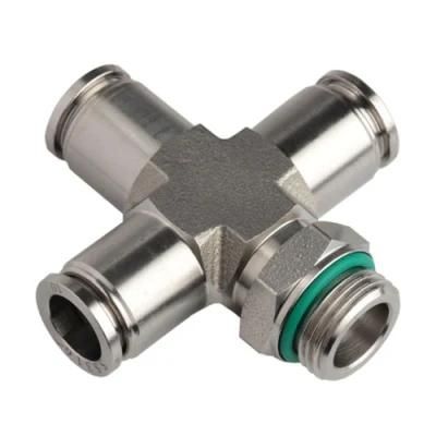 Pneumatic Male Cross Pipe SS316L Fittings G Thread