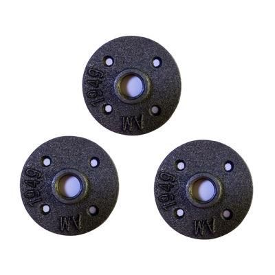 Black Malleable Iron Floor Flange Threaded 1/2 and 3/4 Inch for Furniture