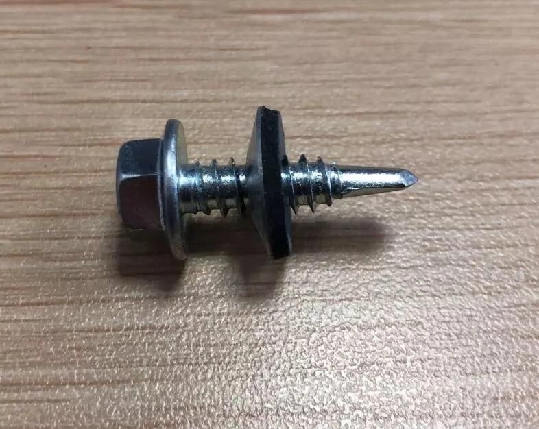DIN7504 Hex Wahser Head Self Drilling Screws with EPDM Washer, Hex Head Self Drilling Screws with Rubber Washer. Stainless Steel.