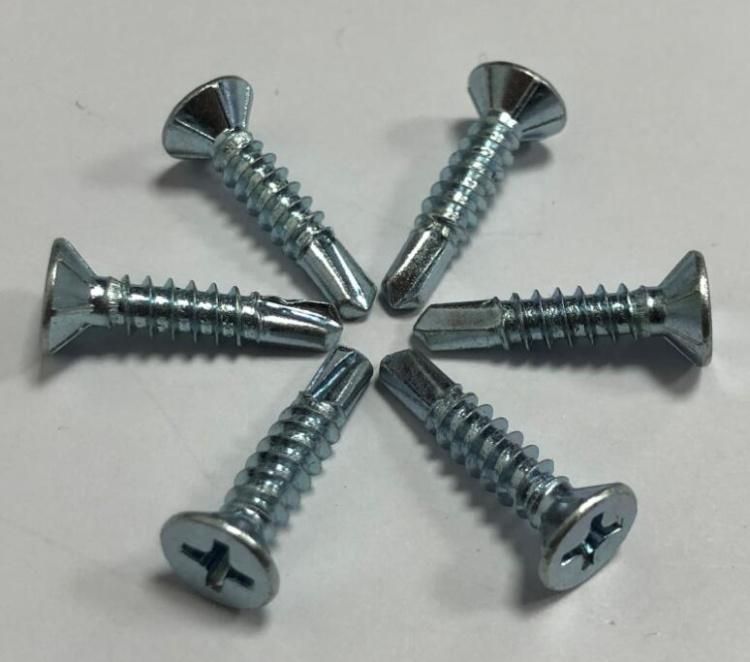 Self-Drill Screw Flat Head with 6 Nibs for PVC Window Zinc Plated