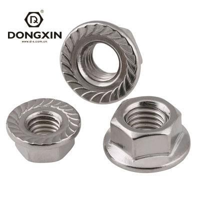 China Factory Supply Stainless Steel Polishing Hot Galvanizing Flange Lock Nut in Stock Fastener