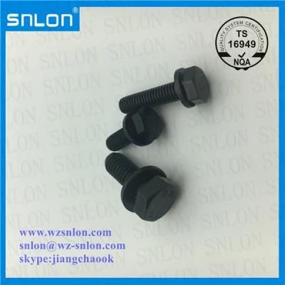 Black Oxide Hex Cap Screw Assembled a Plain Washer &#160; 8.8