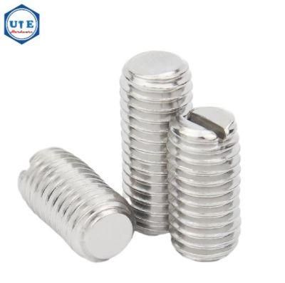 Stainless Steel Grub Screws with Slotted Head Drive and Flat Point