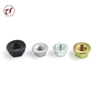 Carbon Steel Nut M12 Hexagon Flange Nuts with Anti-Skid Teeth