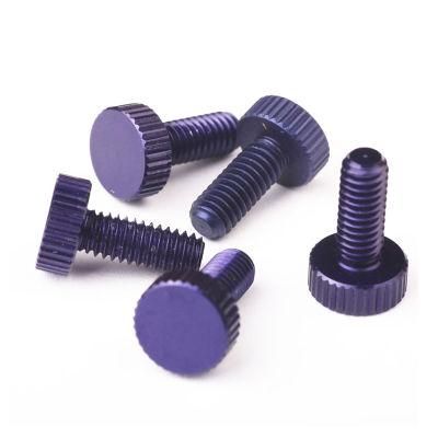 M2.5 Customized Aluminum Anodized Purple Knurled Thumb Machine Screw