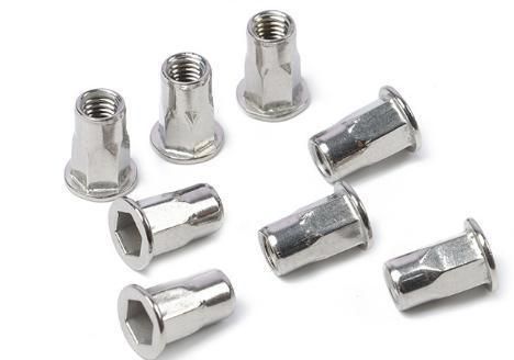 M4-M12 SS304 SS316 Flat Head Open End Semi Hex Body Rivet Nut