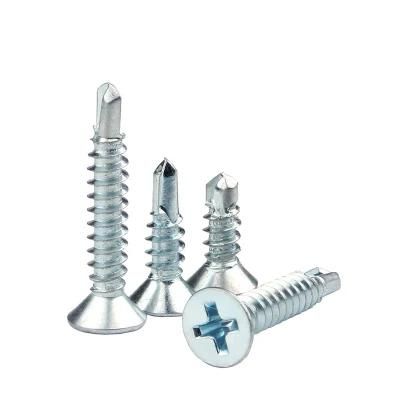 Obm/ODM/OEM Blue and White Zinc Plated Countersunk Self Drilling Screws