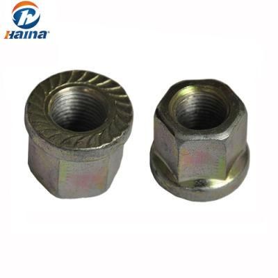 Color Zinc Plated Hexagon Flange Lock Nuts with Serrated for Railway
