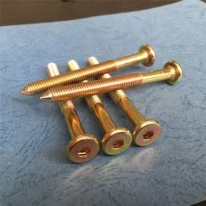 Color Zinc Flat Head Hex Drive M8 Furniture Bolt