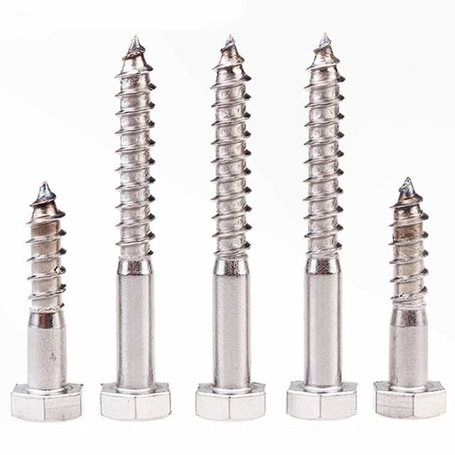 Coach Lag Screw Zinc Plated Full Thread Wood Screw DIN571 Hexagon Head Wood Screw