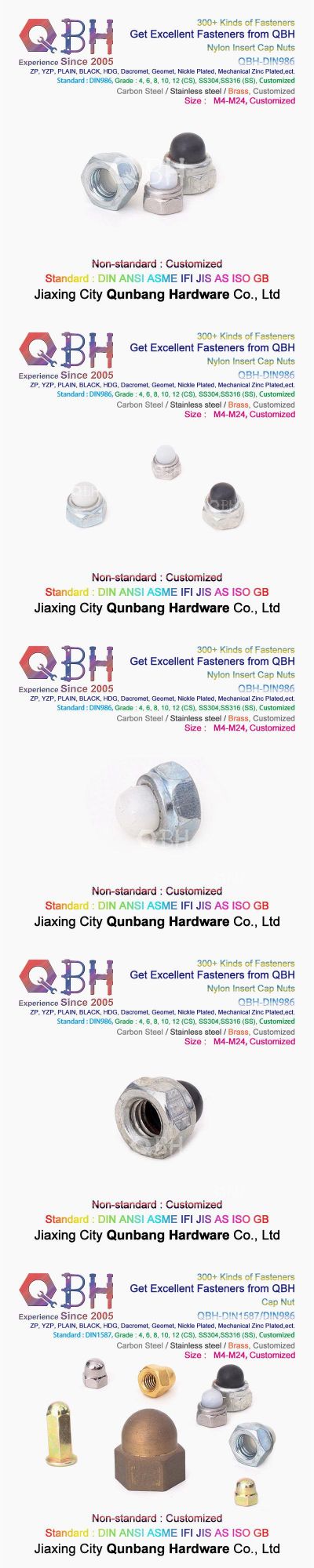 Qbh DIN985 DIN982 Carbon/Stainless Steel Square Hexagonal Hexagon Hex Cap Machine Locking Fastener Hardware Nylock Nylon Lock Nut/K-Nut/DIN6923 Flange Wheel Nut