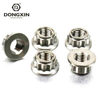 M6 M8 M12 Titanium/Carbon Steel/Ss 304 316 12 Point Flange Nut for Motorcycle