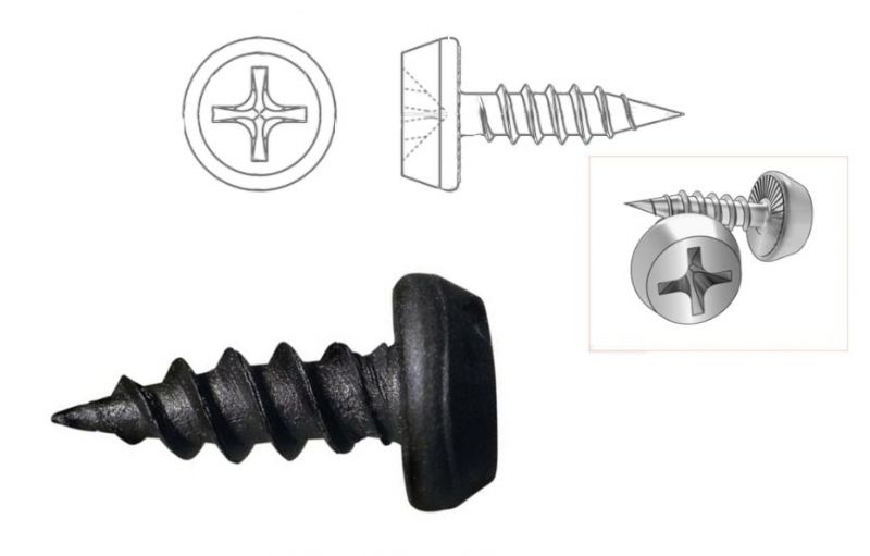 Black Phosphate Type S Pan Head with Serrations Self-Tapping Drywall Framing Screw for Metal Framing