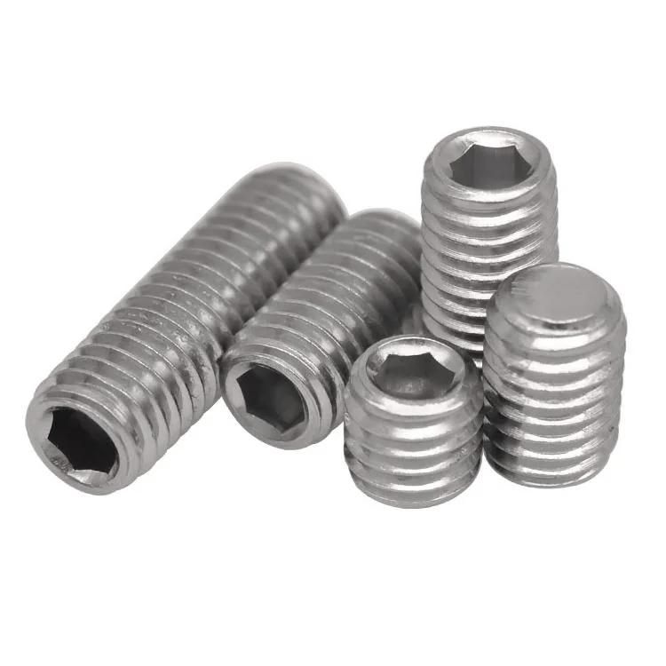 China Wholesale Headless Hexagon Allen Screw Flat Point OEM Carbon Steel Brass Stainless Steel DIN913 M2 M3 M6 Hex Socket Head Grub Set Screw