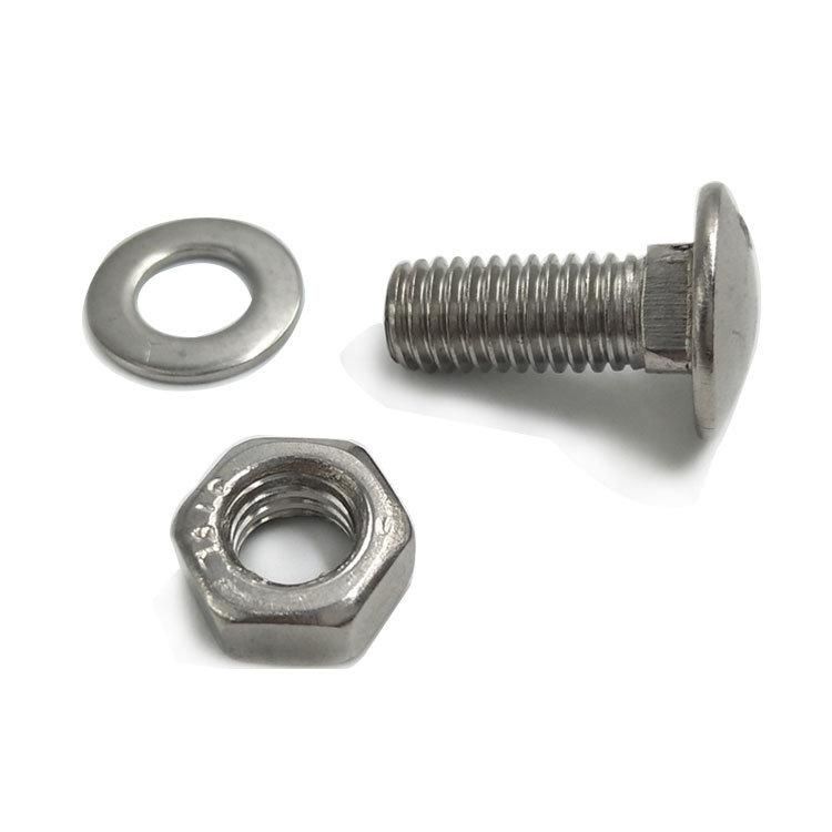 M8 Stainless Steel DIN603 Mushroom Head Round Head Square Neck Carriage Bolt with Hex Nu