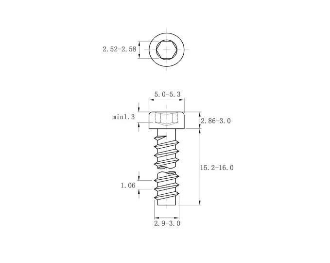 Stainless Steel Hexagon Socket Self Tapping Screw M3X12