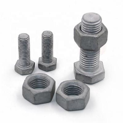 Large Hex High Strength Bolt Sets ASTM A325 A490 for Steel Structural Hot DIP Galvanized Heavy Hex Bolt and Nuts