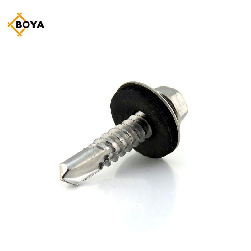 China Wholesale Galvanised Metal Hexagonal Head Tek Wood Stainless Steel Hex Self Drilling Screw with EPDM Washers Roofing Screw