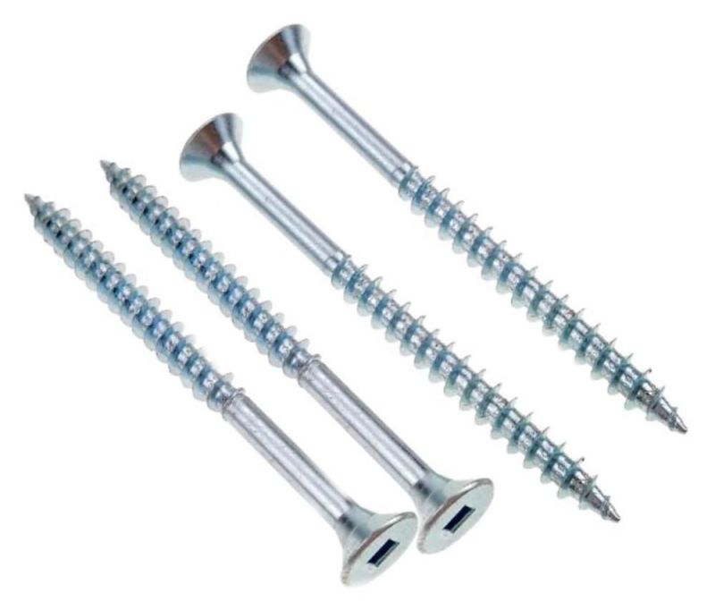 Bright Zinc Plated Square Drive Flat Undercut Head Chipboard Screws