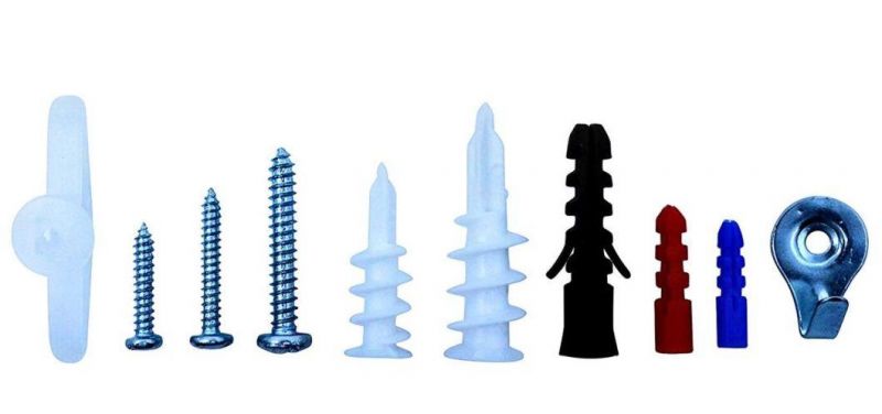Plastic Self Drilling Drywall Ribbed Anchors with Phillips Flat Head Self Tapping Screws