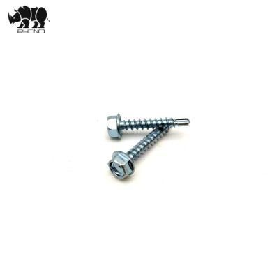 Factory Roofing Screw with #1 Tail 3 Strips on Thread Galvanized Hex Washer Head Drilling Screw with Taiwan Quality