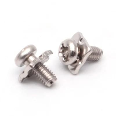 Steel Nickel Plated Phillips Slot Pan Head Combination Terminal Block Sems Screw with Square Washer