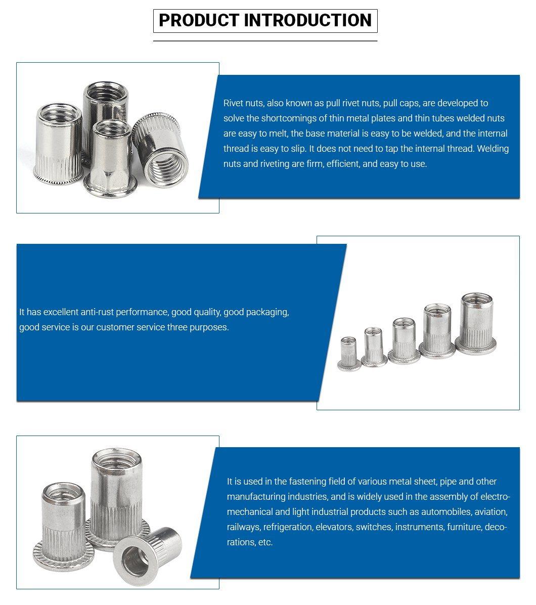 Stainless Steel Slipproof Flat Head Rivet A2 Blind Nut