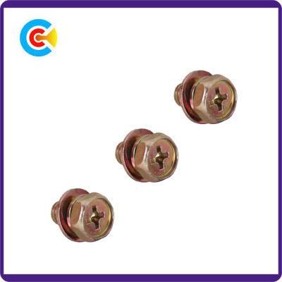 DIN/ANSI/BS/JIS Carbon-Steel/Stainless-Steel Hexagon Washer Mechanical Combination Cross Hexgonal Screw