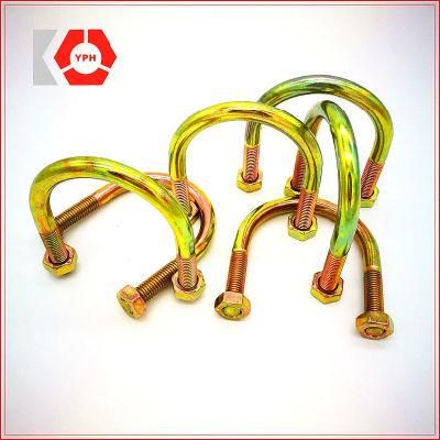 Yellow Zinc Plated Hot-Rolled Steel U Bolts with Washer and Nut