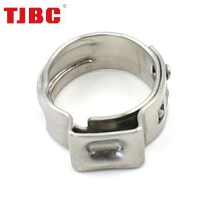 304ss Stainless Steel Pipe Tubing Clamp Single Ear Round Ring Safety Stepless Hydraulic Air Hose Clamp, Spring Hose Clips, 39.3-42.5mm
