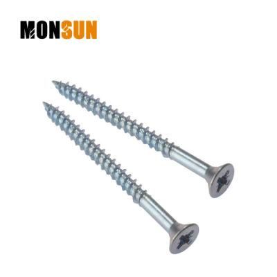 Flat Head Pozidrive White-Blue Zinc Chipboard Screw