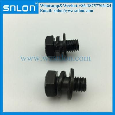 Black Zinc Phosphate Coating Hex Screw with Washer