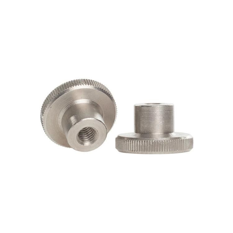 Black Aluminum Stainless Steel Metric Round Thumb Knurl Nut