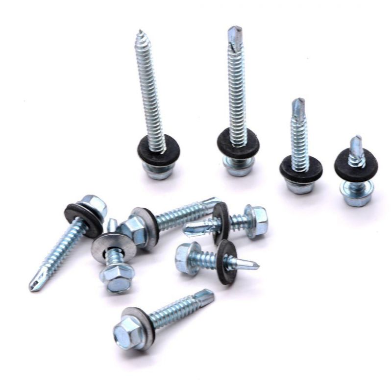 Metal Galvanized Hexagonal Hex Head Stainless Steel Self Drilling Screw Roofing Screw Tek Tapping Screw with Rubber Washer