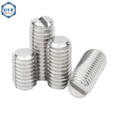 Stainless Steel Flat Point Set Screws with Slotted Head Drive and Flat Point