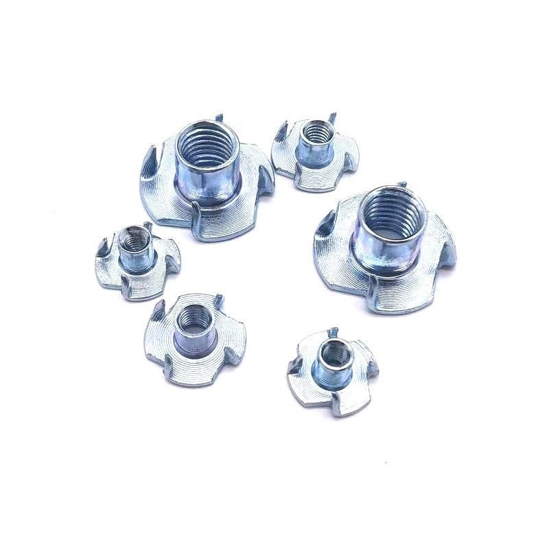 Blue White Zinc-Plated Four Claw T Nuts