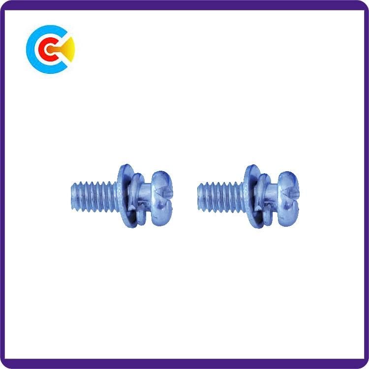 Blue Zinc Stainless Steel Cross/Phillips Pan Head Screws with Gasket/Washer