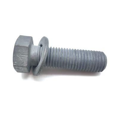 Carbon Steel Grade 6.8 M16 M18 Hot DIP Galvanized Electric Power Fitting Hex Bolt with Washer