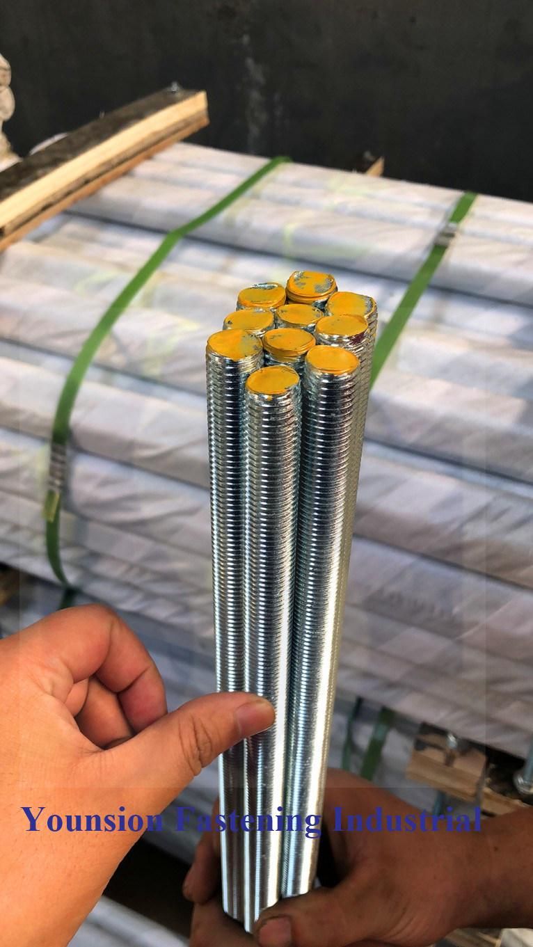 White Blue Zinc Plating Thread Rod with Yellow Mark on The End