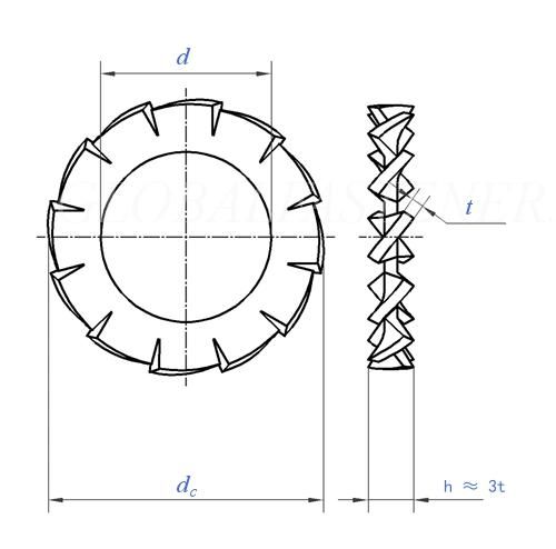 Yellow Color Carbon Steel DIN 6798 Serrated Lock Washers with External Teeth Made in China