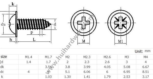 Nickel Plated Pan Head Self Tapping Screws with Washer