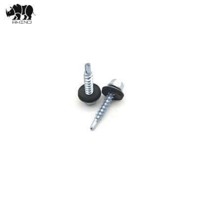 Factory Roofing Screw with #1 Tail Galvanized Hex Washer Head Drilling Screw Taiwan Quality Gripper Screw with EPDM Washer