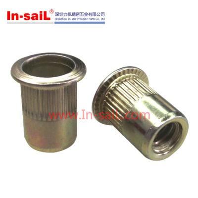 Thin Head Knurled Round Body Threaded Insert - Open End