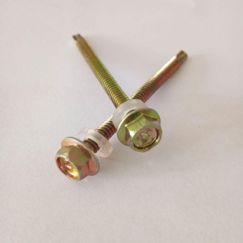 Yellow Zinc Hex Head Self Tapping Screw with Plastic Washer
