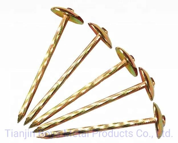 Direct Factory Hot Sale Q235 Galvanized Corrugated Sheet Nails Q195 Twisted & Smooth Shank Umbrella Head Roofing Nails