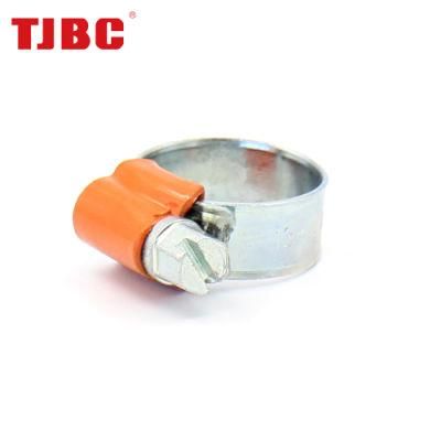 Non-Perforated Adjustable Worm Drive British Type Stainless Steel Hose Clamp with Color Head Tube Housing, Range 8-14mm